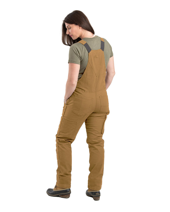 Berne Womens Unlined Stretch Brown Duck Cotton Blend Bib Overall