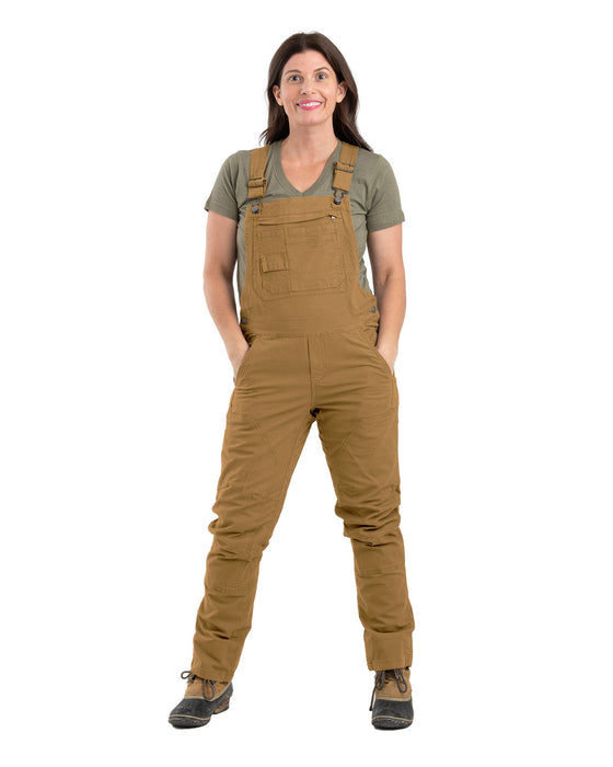 Berne Womens Unlined Stretch Brown Duck Cotton Blend Bib Overall