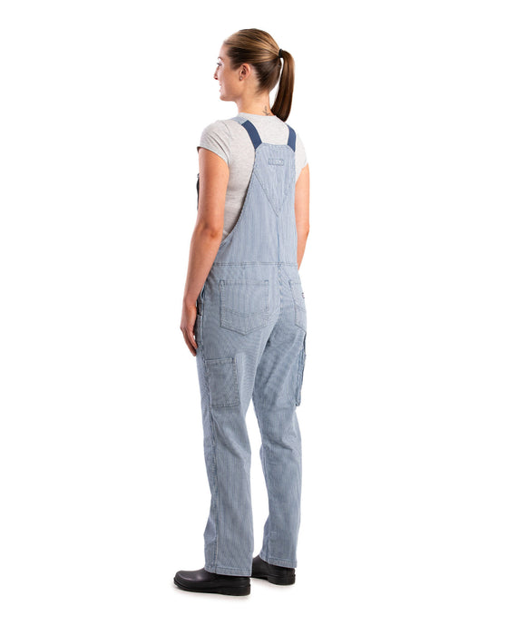 Berne Womens Vintage Washed Flex Hickory Stripe Cotton Blend Bib Overall