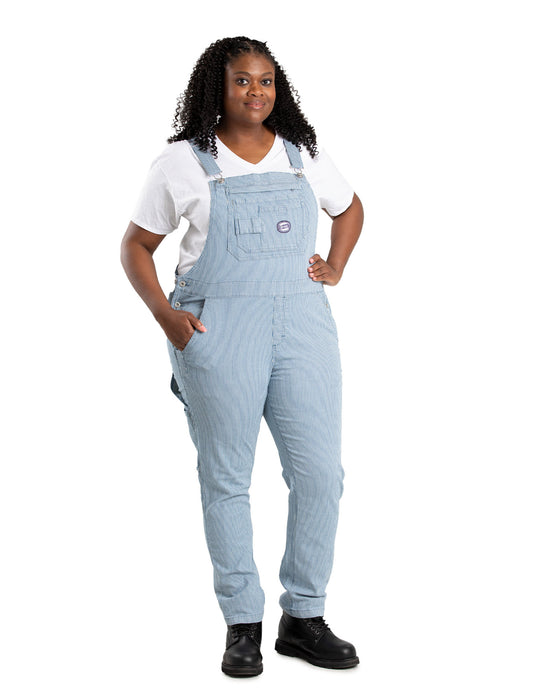 Berne Womens Vintage Washed Flex Hickory Stripe Cotton Blend Bib Overall