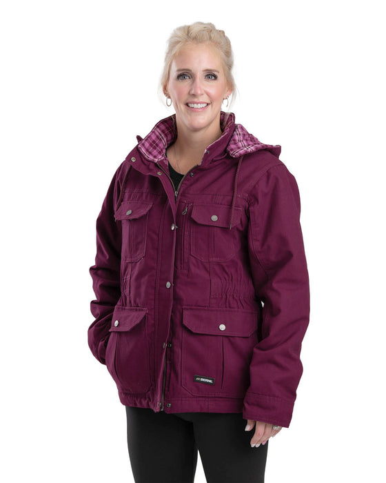 Berne Apparel Womens Softstone Duck Barn Plum 100% Cotton Cotton Jacket