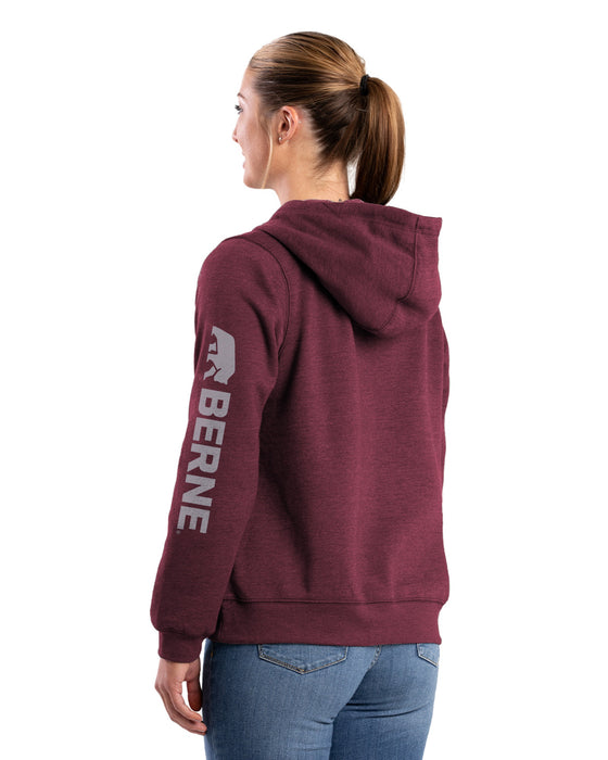 Berne Womens Signature Sleeve Cabernet Fleece Hoodie