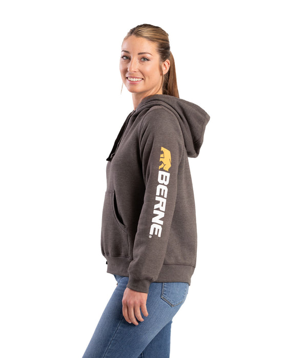 Berne Womens Signature Sleeve Graphite Fleece Hoodie