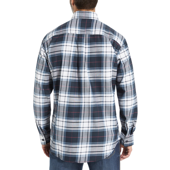 Wolverine Mens Dark Navy Plaid Cotton Blend L/S FR Plaid Twill Shirt