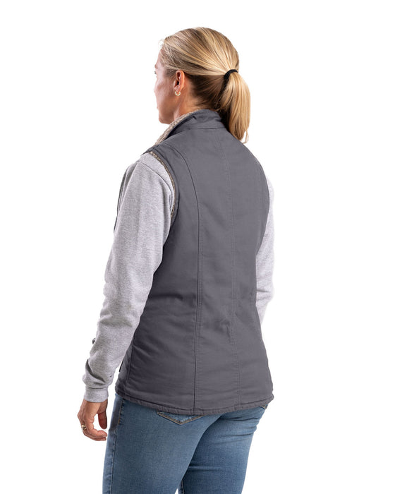 Berne Womens Sherpa-Lined Softstone Duck Titanium 100% Cotton Vest