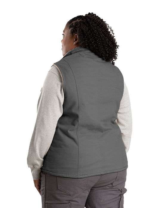 Berne Womens Sherpa-Lined Softstone Duck Titanium 100% Cotton Vest