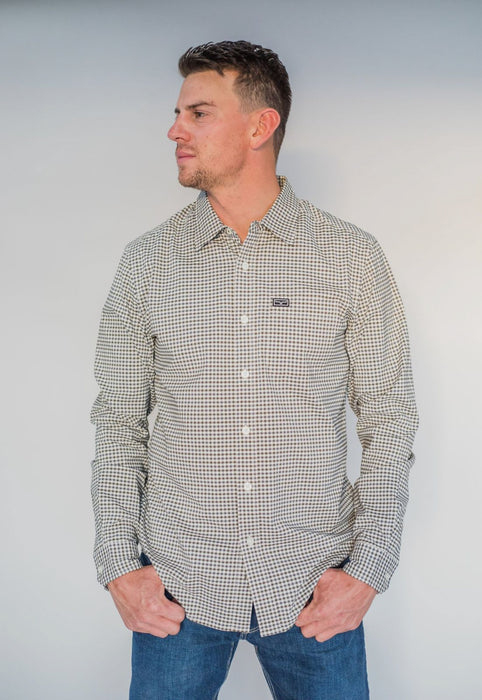 Kimes Ranch Mens Welton Dress Army Cotton blend L/S Shirt