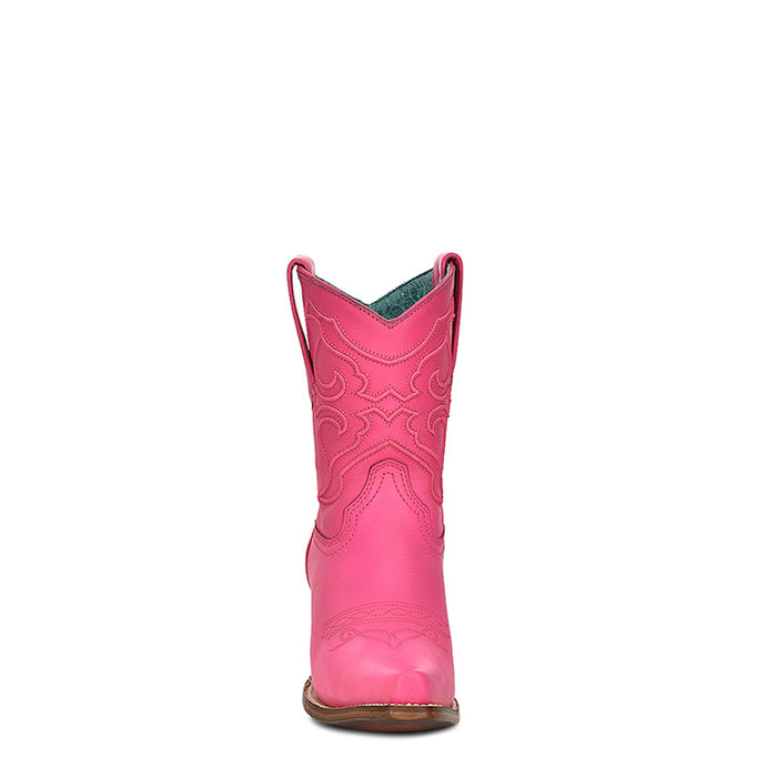 Corral Womens Embroidery Snip Toe Ankle Fuchsia Cowhide 8.5in Cowboy Boots