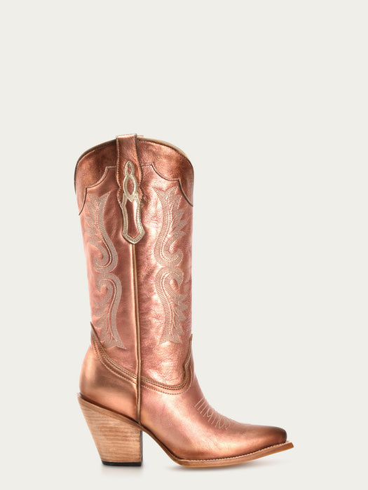 Corral Womens Embroidery Pointed Toe Rose Gold Cowhide 13in Cowboy Boots