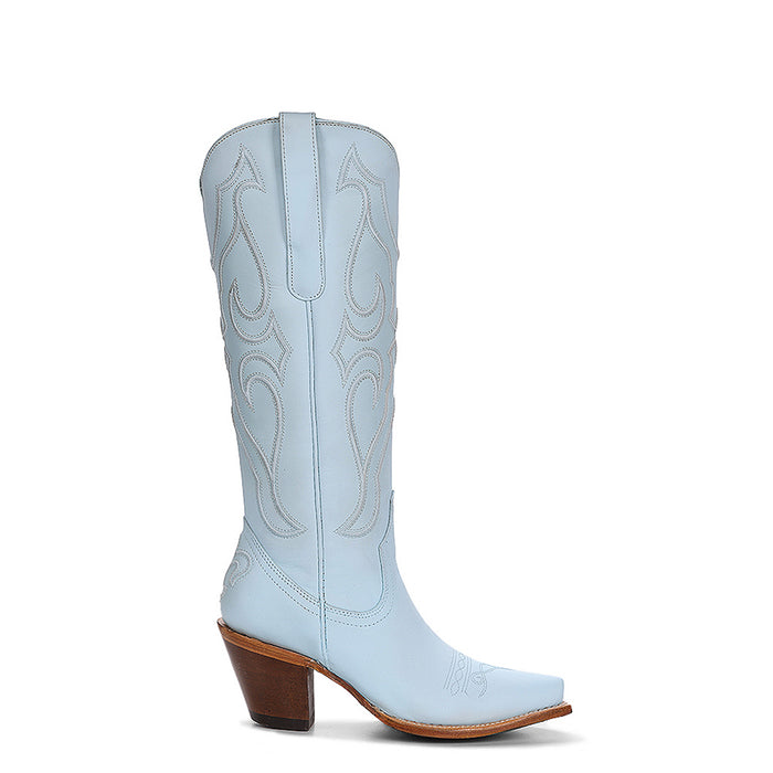 Corral Womens Tall Embroidery Snip Toe Baby Blue Cowhide 15in Cowboy Boots