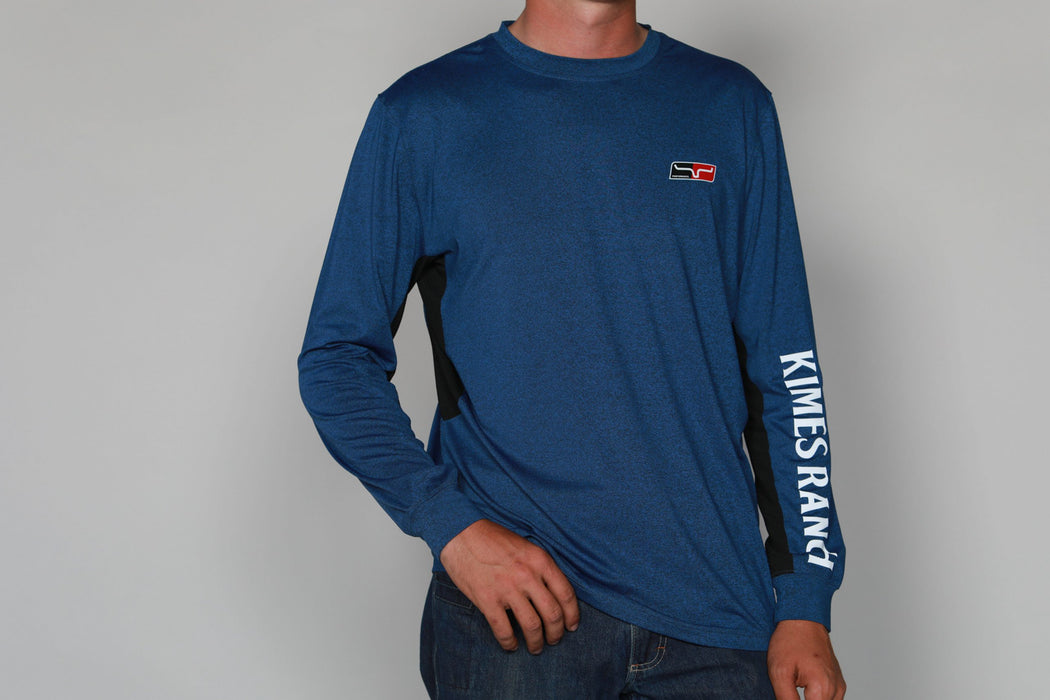 Kimes Ranch Mens K1 Tech Tee Navy Heather Polyester Blend L/S T-Shirt