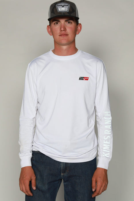 Kimes Ranch Mens K1 Tech Tee White Polyester Blend L/S T-Shirt