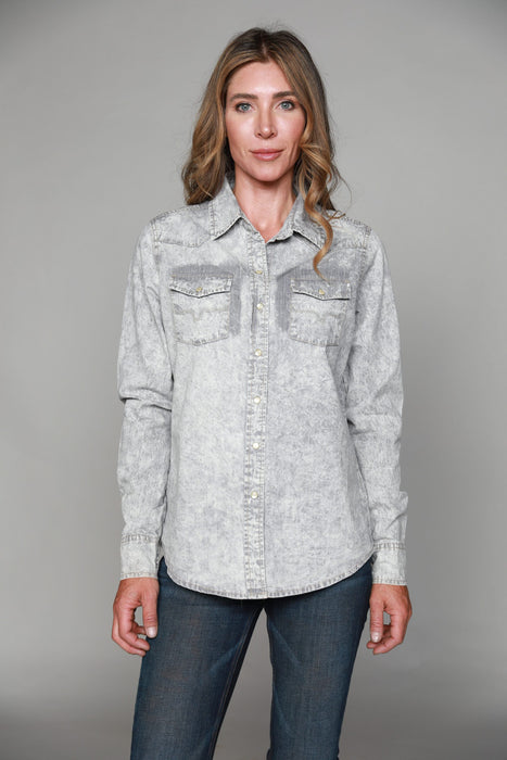 Kimes Ranch Womens KC Top Light Grey 100% Tencel L/S Western Shirt