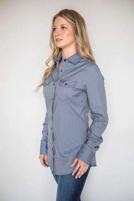 Kimes Ranch Womens Tucson HB Indigo Cotton Blend L/S Western Shirt