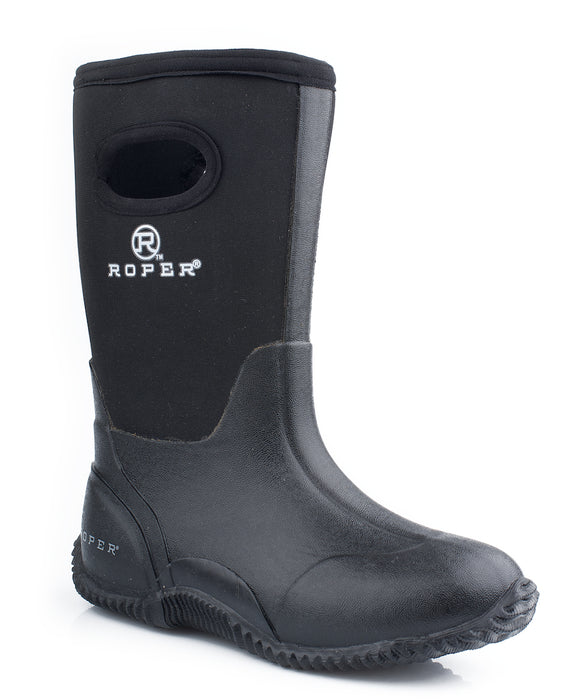 Roper Youth Boys Rugged 10in Black Waterproof Neoprene Barn Barnyard Boots